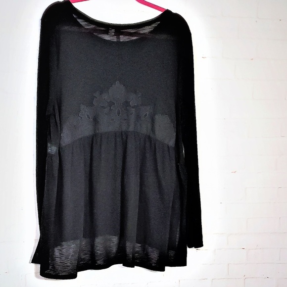 LC Lauren Conrad Tops - LAUREN CONRAD BLACK LACE BLOUSE PLUS SIZE XXL